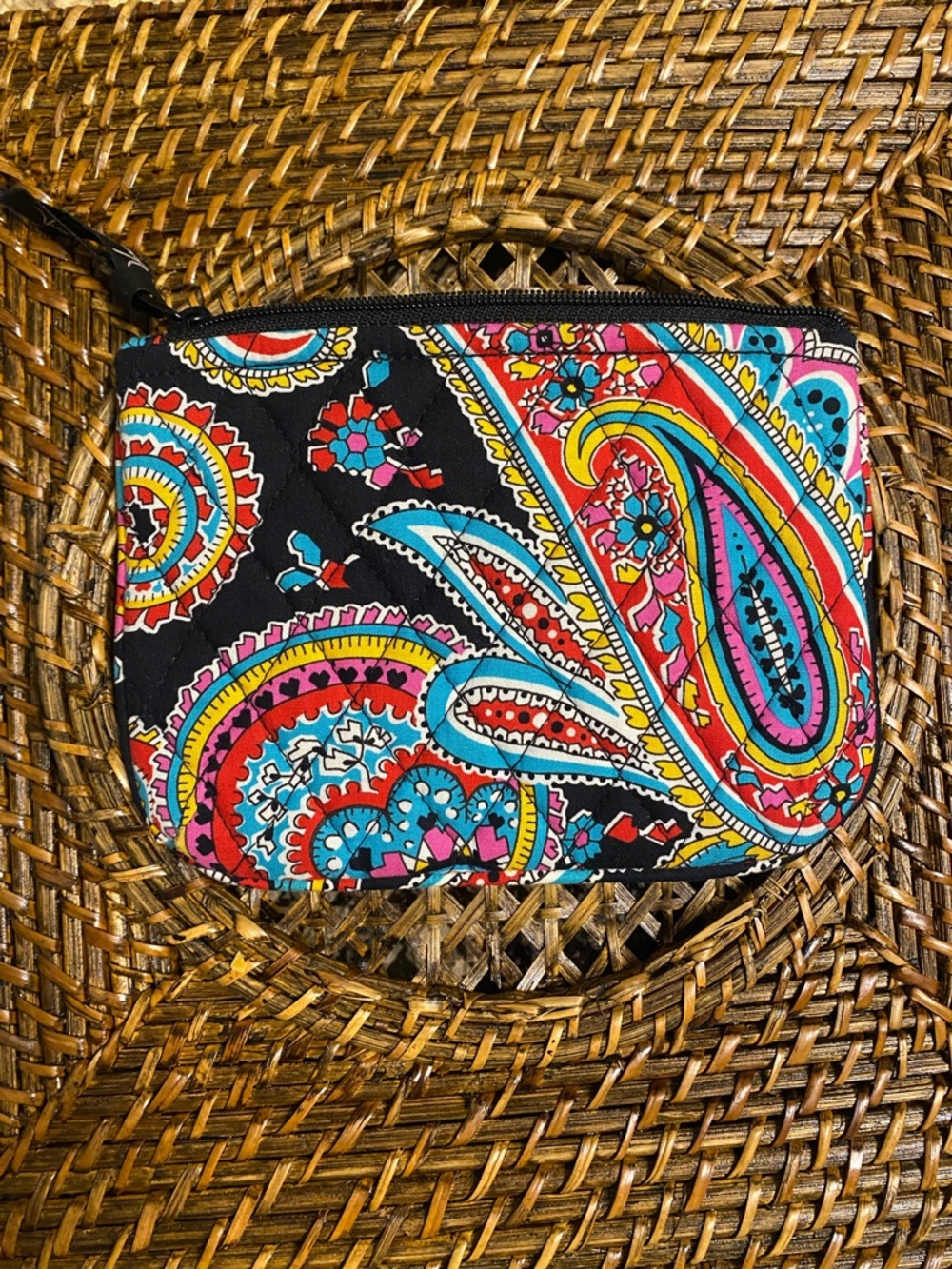 Vera Bradley Black Multi Paisley Zip Pouch